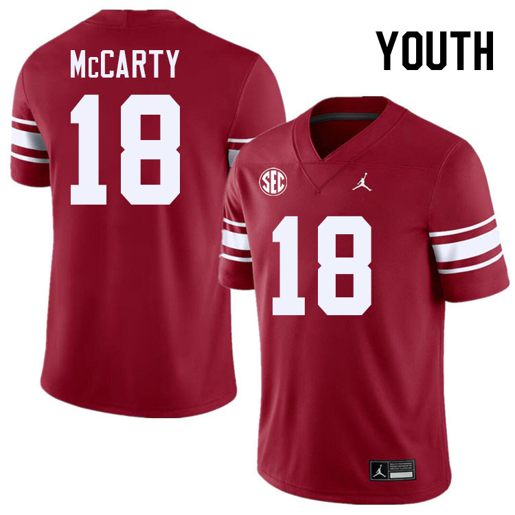 Youth #18 Erik McCarty Oklahoma Sooners 2024 SEC Conference College Football Jerseys-Throwback